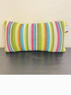 Sunglow Style Striped Woven Pillow Rectangle NWT New Colorful